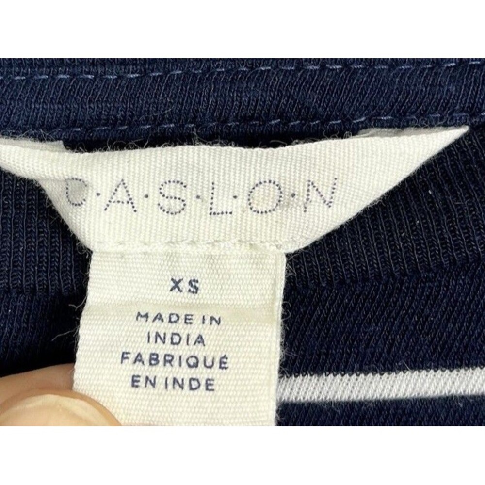 Caslon By Nordstrom Navy White Striped Top Long Sleeve Cotton Lightweight XS - Picture 4 of 8